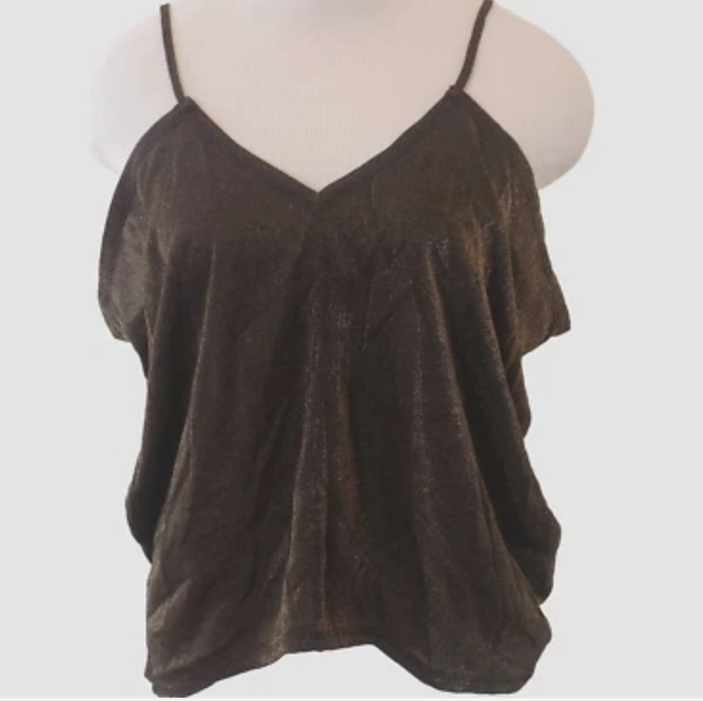 Charlotte Russe v neck Cami Tank Top Brown Gold Metallic. Size XL